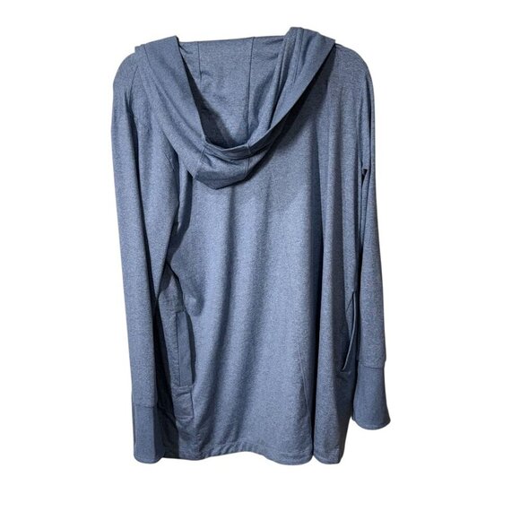 Athleta Womens uptempo wrap blue Hooded Open Cardigan Lightweight Long Sleeve L - Picture 5 of 5